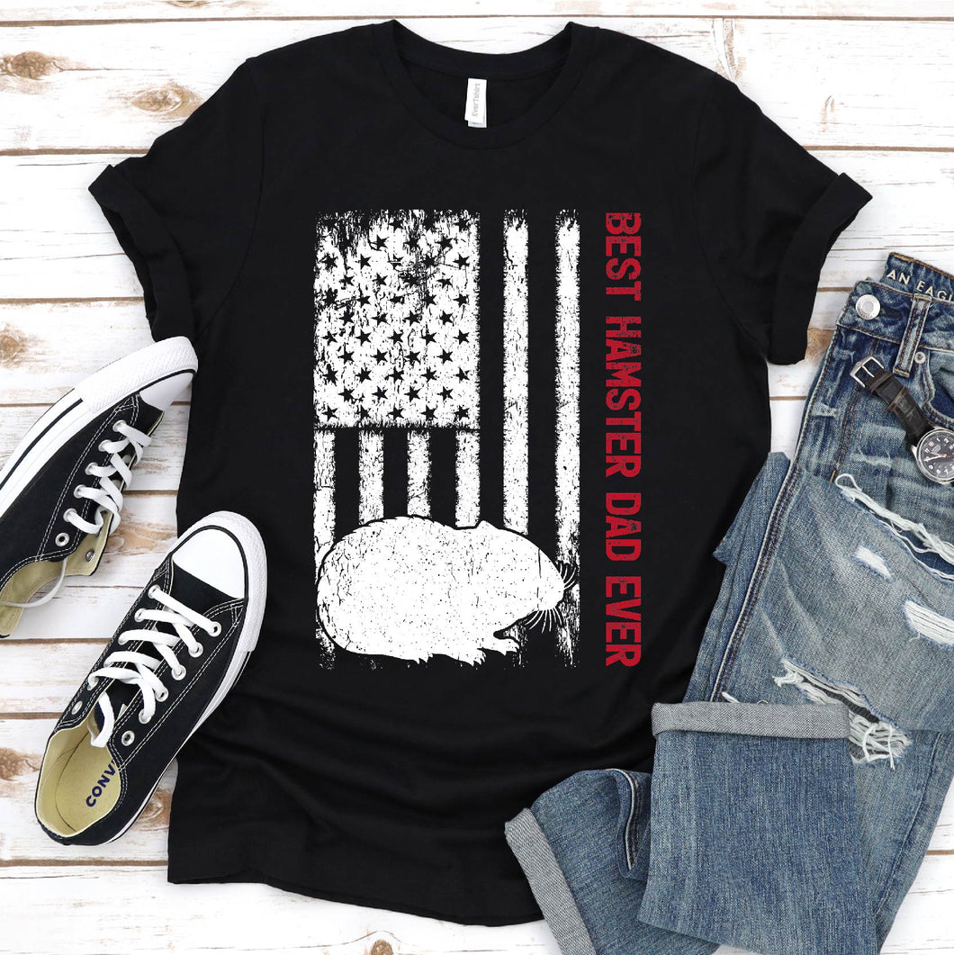 Best Hamster Dad Ever Usa Flag Hamster Fathers Day T-shirt