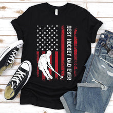Load image into Gallery viewer, Vintage Best Hockey Dad Ever Usa Flag Hockey Fathers Day T-shirt
