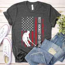 Load image into Gallery viewer, Vintage Best Hockey Dad Ever Usa Flag Hockey Fathers Day T-shirt
