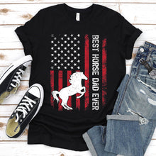 Load image into Gallery viewer, Vintage Best Horse Dad Ever Usa Flag Horse Fathers Day T-shirt
