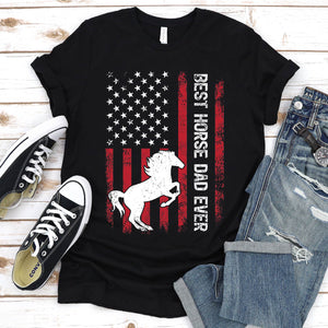 Vintage Best Horse Dad Ever Usa Flag Horse Fathers Day T-shirt