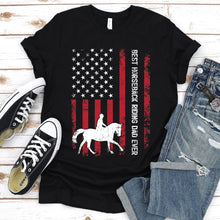 Load image into Gallery viewer, Vintage Best Horseback Riding Dad Ever Usa Flag Horseback Riding Fathers Day T-shirt
