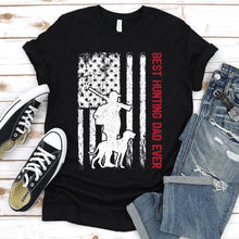 Load image into Gallery viewer, Best Hunting Dad Ever Usa Flag Hunting Fathers Day T-shirt
