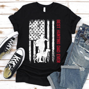 Best Hunting Dad Ever Usa Flag Hunting Fathers Day T-shirt