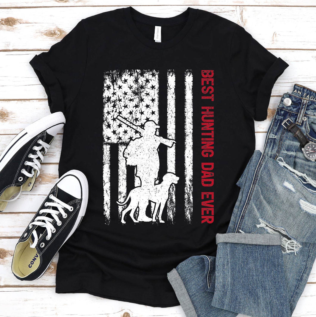 Best Hunting Dad Ever Usa Flag Hunting Fathers Day T-shirt