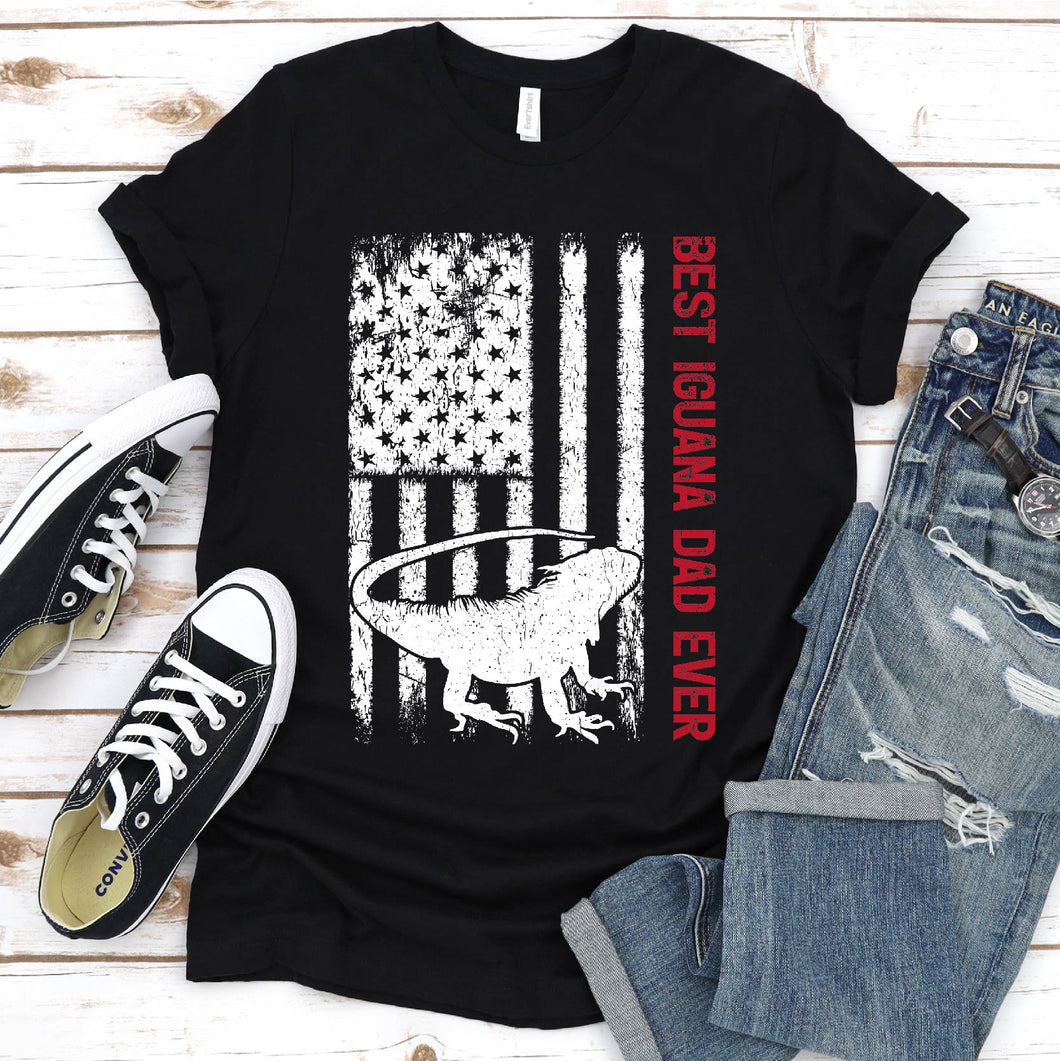 Best Iguana Dad Ever Usa Flag Iguana Fathers Day T-shirt