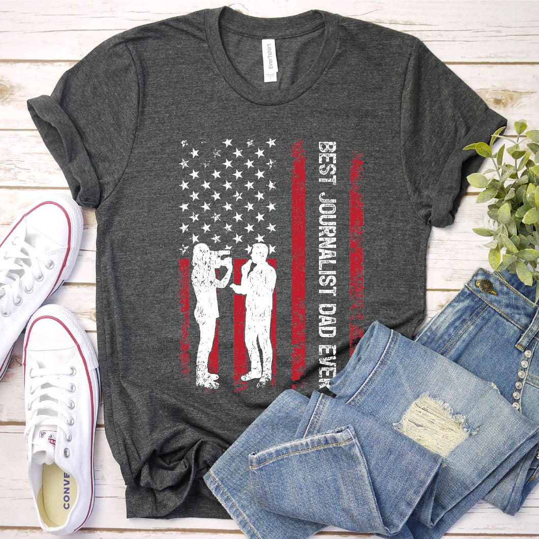 Vintage Best Journalist Dad Ever Usa Flag Journalist Fathers Day T-shirt