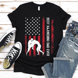 Vintage Best Kajukenbo Dad Ever Usa Flag Kajukenbo Fathers Day T-shirt