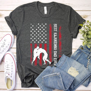 Vintage Best Kajukenbo Dad Ever Usa Flag Kajukenbo Fathers Day T-shirt