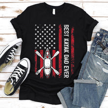 Load image into Gallery viewer, Vintage Best Kayak Dad Ever Usa Flag Kayak Fathers Day T-shirt

