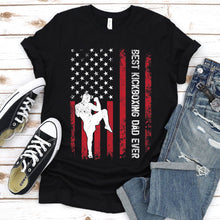 Load image into Gallery viewer, Vintage Best Kickboxing Dad Ever Usa Flag Kickboxing Fathers Day T-shirt
