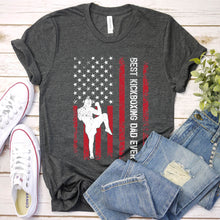 Load image into Gallery viewer, Vintage Best Kickboxing Dad Ever Usa Flag Kickboxing Fathers Day T-shirt
