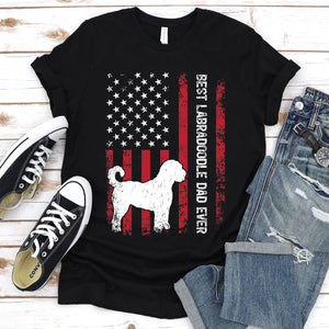 Vintage Best Labradoodle Dad Ever Usa Flag Labradoodle Fathers Day T-shirt