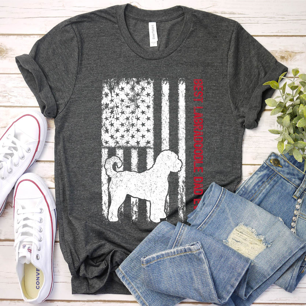 Best Labradoodle Dad Ever Usa Flag Labradoodle Fathers Day T-shirt