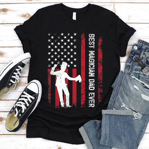 Vintage Best Magician Dad Ever Usa Flag Magician Fathers Day T-shirt