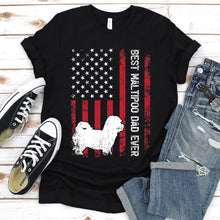 Load image into Gallery viewer, Vintage Best Maltipoo Dad Ever Usa Flag Maltipoo Fathers Day T-shirt

