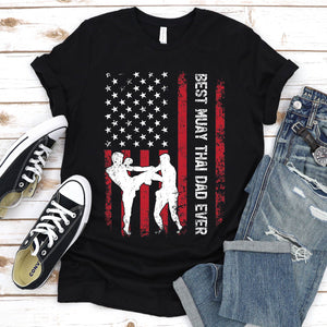 Vintage Best Muay Thai Dad Ever Usa Flag Muay Thai Fathers Day T-shirt