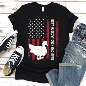 Vintage Best Muscovy Dad Ever Usa Flag Muscovy Fathers Day T-shirt