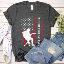 Load image into Gallery viewer, Vintage Best Musician Dad Ever Usa Flag Musician Fathers Day T-shirt
