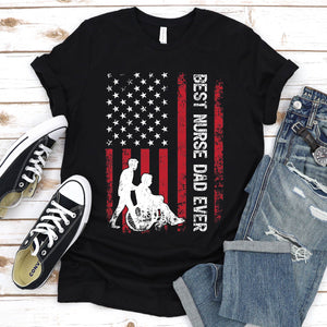 Vintage Best Nurse Dad Ever Usa Flag Nurse Fathers Day T-shirt