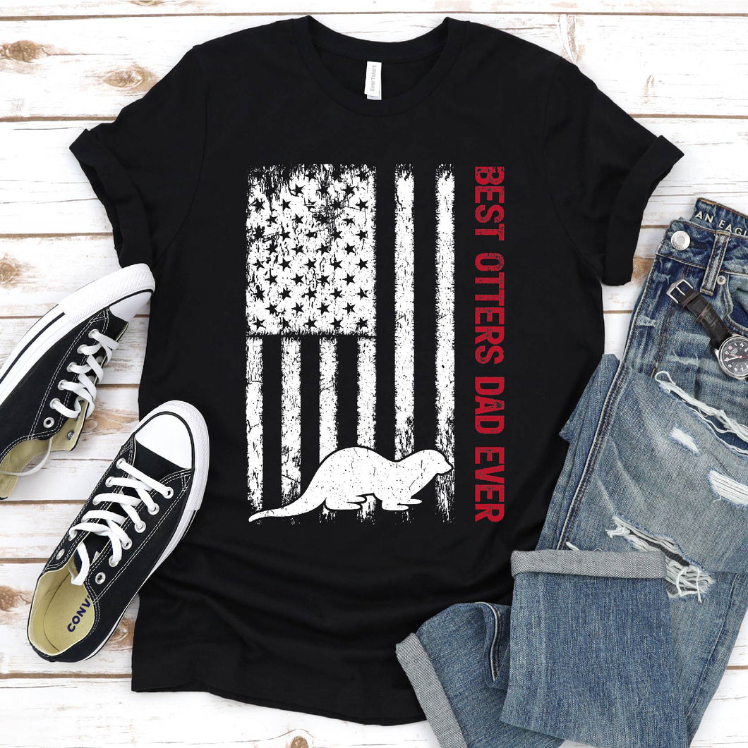 Best Otters Dad Ever Usa Flag Otters Fathers Day T-shirt