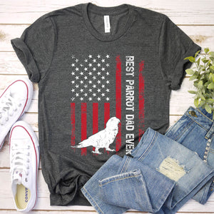 Vintage Best Parrot Dad Ever Usa Flag Parrot Fathers Day T-shirt