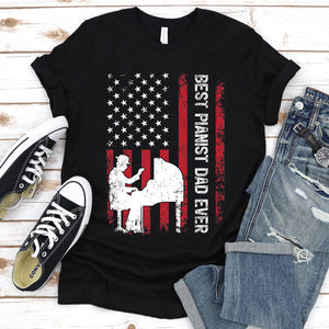 Vintage Best Pianist Dad Ever Usa Flag Pianist Fathers Day T-shirt