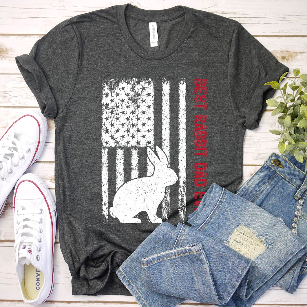 Best Rabbit Dad Ever Usa Flag Rabbit Fathers Day T-shirt