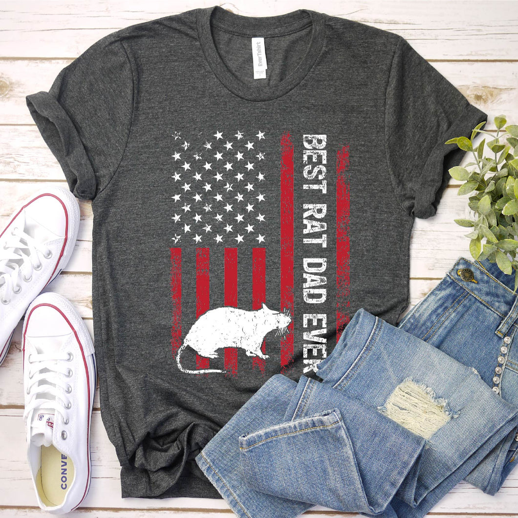 Vintage Best Rat Dad Ever Usa Flag Rat Fathers Day T-shirt
