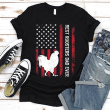 Load image into Gallery viewer, Vintage Best Roosters Dad Ever Usa Flag Roosters Fathers Day T-shirt
