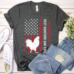 Vintage Best Roosters Dad Ever Usa Flag Roosters Fathers Day T-shirt
