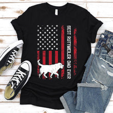 Load image into Gallery viewer, Vintage Best Rottweiler Dad Ever Usa Flag Rottweiler Fathers Day T-shirt
