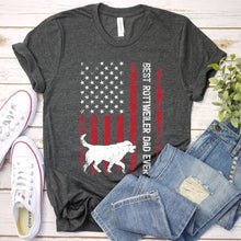 Load image into Gallery viewer, Vintage Best Rottweiler Dad Ever Usa Flag Rottweiler Fathers Day T-shirt
