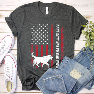 Vintage Best Rottweiler Dad Ever Usa Flag Rottweiler Fathers Day T-shirt