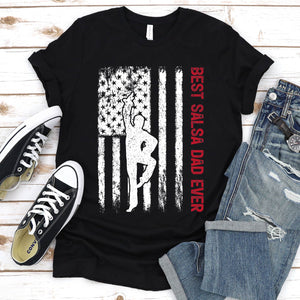 Best Salsa Dad Ever Usa Flag Salsa Fathers Day T-shirt