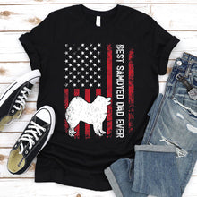 Load image into Gallery viewer, Vintage Best Samoyed Dad Ever Usa Flag Samoyed Fathers Day T-shirt
