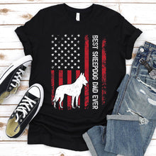 Load image into Gallery viewer, Vintage Best Sheepdog Dad Ever Usa Flag Sheepdog Fathers Day T-shirt
