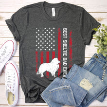 Load image into Gallery viewer, Vintage Best Sheltie Dad Ever Usa Flag Sheltie Fathers Day T-shirt
