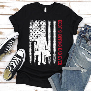 Best Shopping Dad Ever Usa Flag Shopping Fathers Day T-shirt