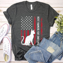 Load image into Gallery viewer, Vintage Best Siamese Cat Dad Ever Usa Flag Siamese Cat Fathers Day T-shirt
