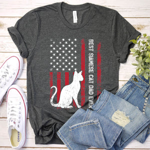 Vintage Best Siamese Cat Dad Ever Usa Flag Siamese Cat Fathers Day T-shirt