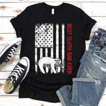 Load image into Gallery viewer, Best Sloth Dad Ever Usa Flag Sloth Fathers Day T-shirt
