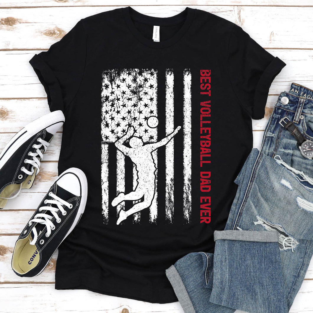 Best Volleyball Dad Ever Usa Flag Volleyball Fathers Day T-shirt