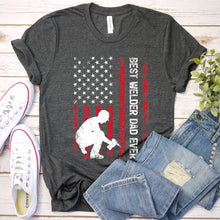 Load image into Gallery viewer, Vintage Best Welder Dad Ever Usa Flag Welder Fathers Day T-shirt
