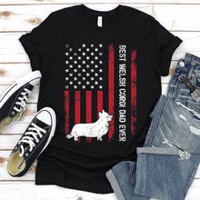 Load image into Gallery viewer, Vintage Best Welsh Corgi Dad Ever Usa Flag Welsh Corgi Fathers Day T-shirt
