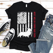 Load image into Gallery viewer, Best Welsh Corgi Dad Ever Usa Flag Welsh Corgi Fathers Day T-shirt

