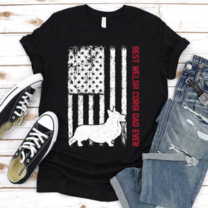 Best Welsh Corgi Dad Ever Usa Flag Welsh Corgi Fathers Day T-shirt