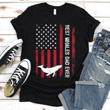 Load image into Gallery viewer, Vintage Best Whales Dad Ever Usa Flag Whales Fathers Day T-shirt
