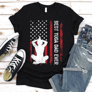 Vintage Best Yoga Dad Ever Usa Flag Yoga Fathers Day T-shirt