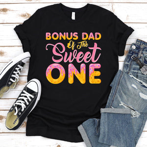 Bonus Dad of Sweet One First Birthday Party Matching Family Donut T-Shirt